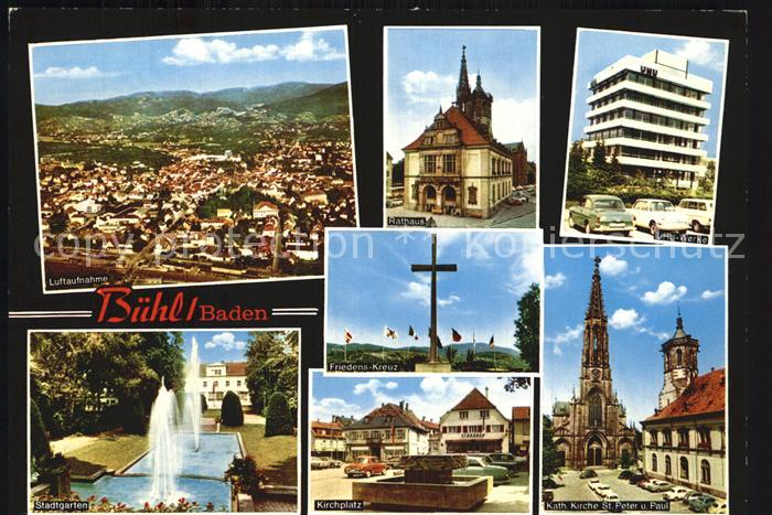 Buehl Baden Luftaufnahme Kirche Peter und Paul Rathaus Stadtgarten