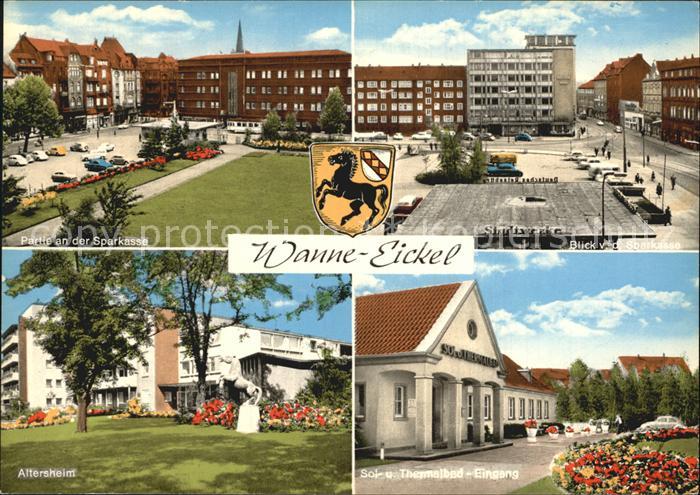 Wanne-Eickel Partie an der Sparkasse Altersheim Thermalbad Eingang