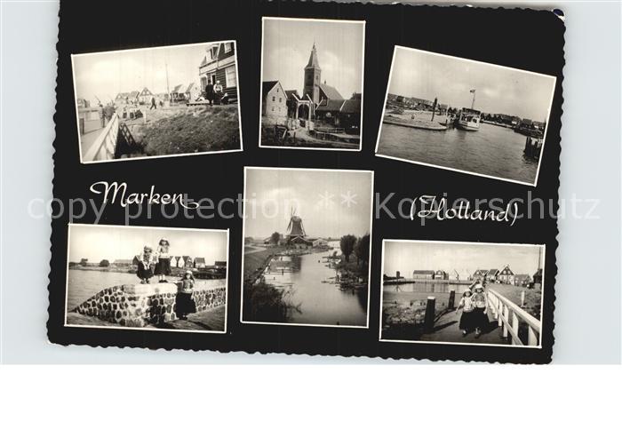 Marken Windmuehle Bruecke Hafen