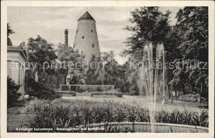 Bad Salzelmen Rosengarten mit Bohrturm