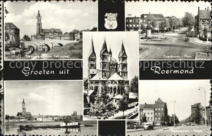 Roermond Steinbruecke mit Kathedrale Zwartbroek Plein Haven