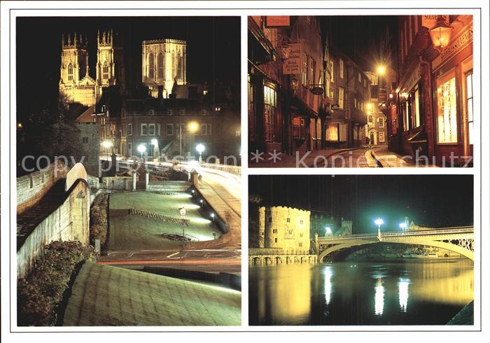 York UK Minster City-Walls Shambles Ouse by night