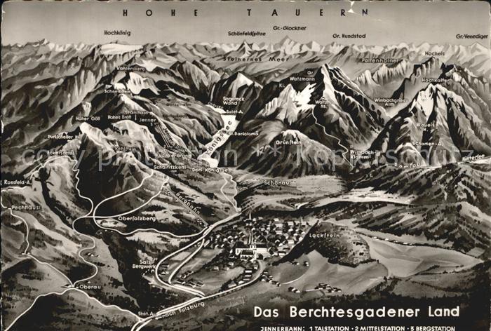 BERCHTESGADEN Bayern Panoramakarte mit Hohe Tauern