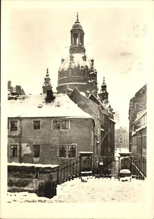 DRESDEN Elbe im Winter Kuppel Dresdner Frauenkirche