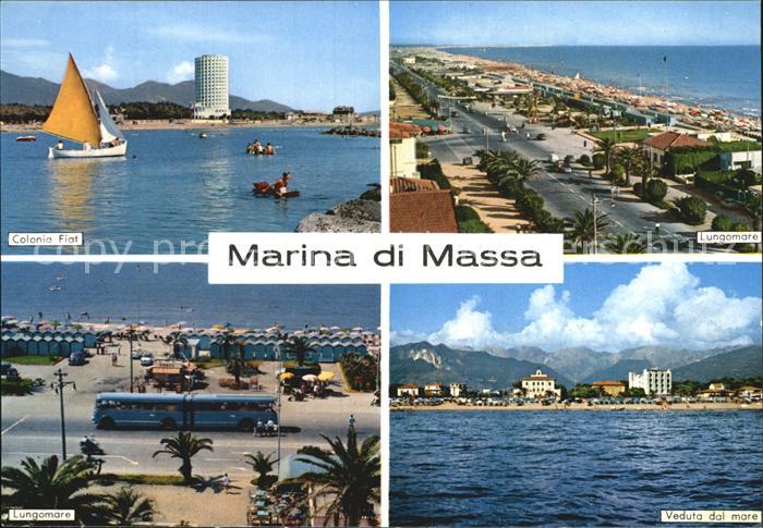 Marina di Massa Colonia Fiat Lungomare Veduta dal mare Turm Strand Promenade