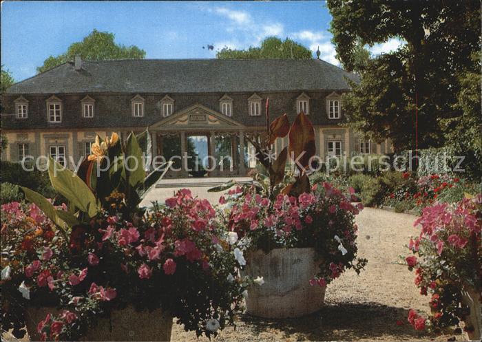 Bad Bocklet Blick zur Brunnenhalle Blumen