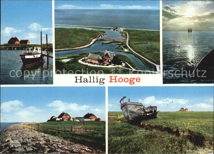 Hallig Hooge Bootsanleger Abendsonne Schiffswrack Fliegeraufnahme