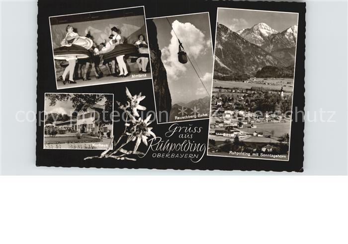 Ruhpolding Bayern Almtanz Kurhaus Rauschberg Bahn Panorama mit Sonntagshorn