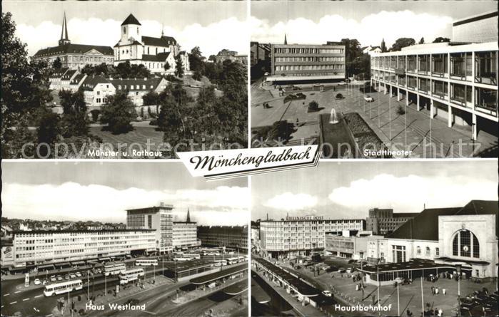 MoeNCHENGLADBACH NRW Muenster vom Rathaus Stadttheater Haus-Westland Hauptbahnh