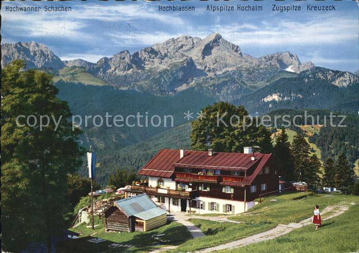 Eckbauer Alm gegen Hochblassen Alpspitze und Zugspitze