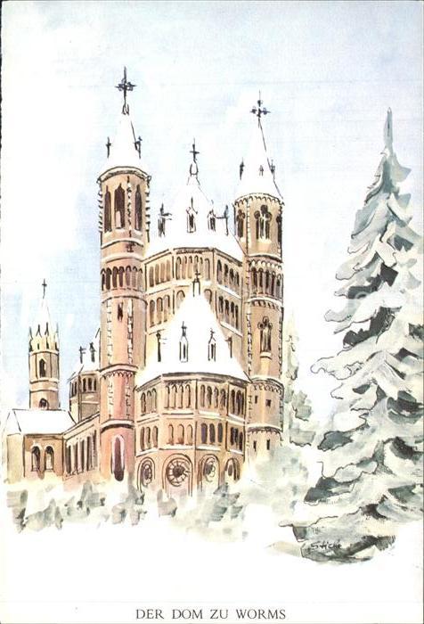 Worms Rhein Dom Kuenstlerkarte