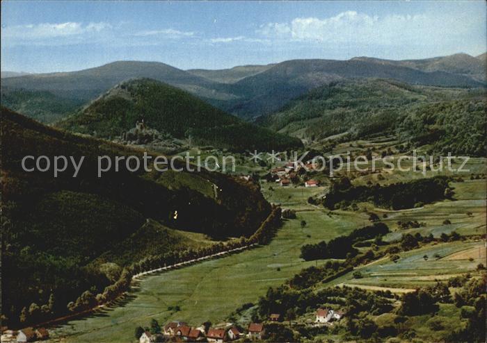 Wasgau Region Fliegeraufnahme mti Burg Bergwartstein