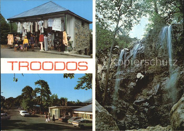 Zypern Cyprus Troodos Wasserfaelle und Markthaeuschen