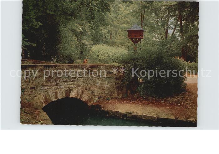 Bad Nauheim Taubenhaus und Bruecke im Kurpark