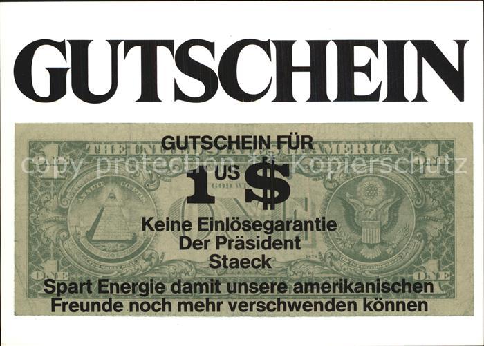 Politik Gutschein fuer 1 US $ Klaus Staeck