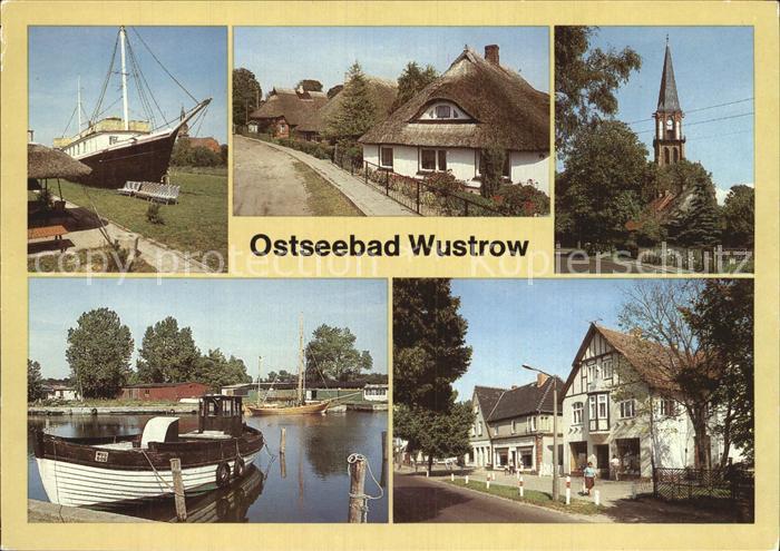 Wustrow Ostseebad Ferienschiff Stine Neue Strasse Kirche Fischerboot Teilansicht