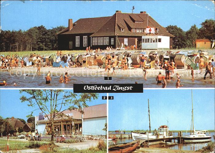 Zingst Ostseebad Strand HO Gaststaette Kurhaus HO Kaufhalle Hafenpartie