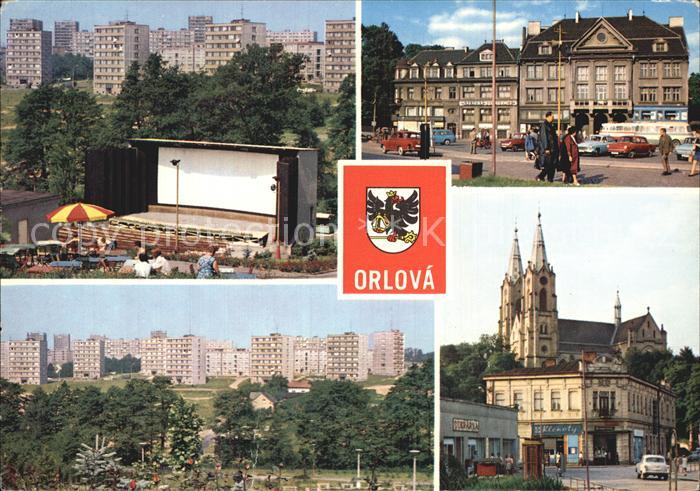 Orlova Letni kino Namesti ve stare casti mesta Nove sidliste Novobarokni farni k