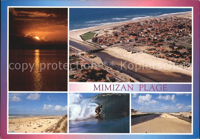 Mimizan Plage Vue aerienne Coucher de soleil La plage Surf Le courant
