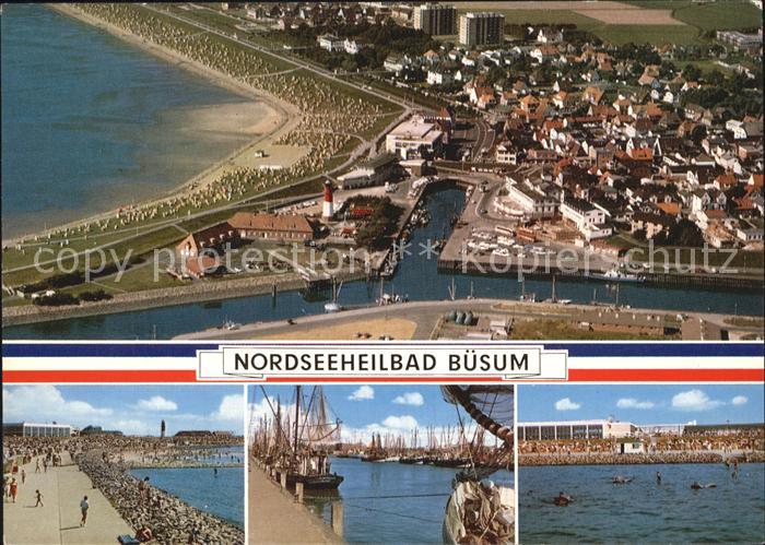 Buesum Nordseebad Fliegeraufnahme Promenade Fischereihafen Strand