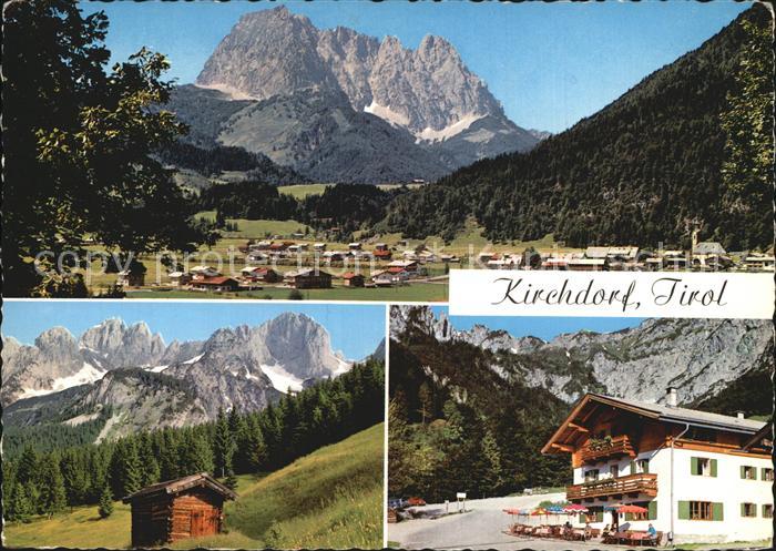 Kirchdorf Tirol mit Wildem Kaiser Berghuette Griessneralm