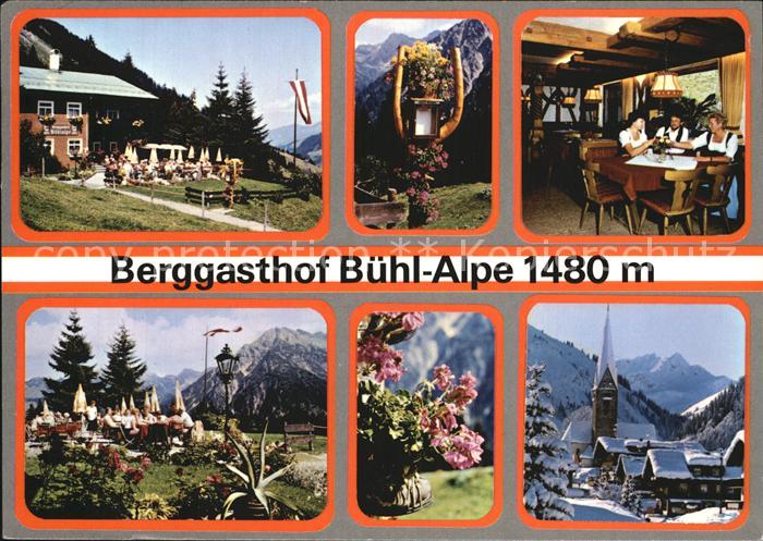 Mittelberg Kleinwalsertal Berggsthof Buehl Alpe Gaststube Terrasse Kirche