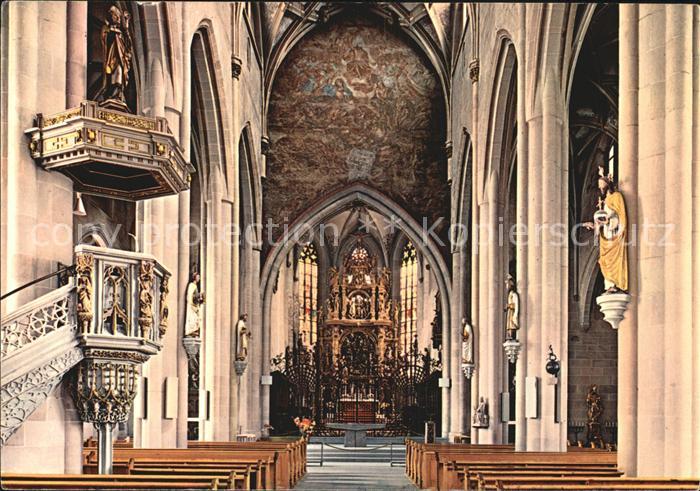 ueberlingen Bodensee Inneres der 5schiffigen Muenster Basilika mit Hochaltar