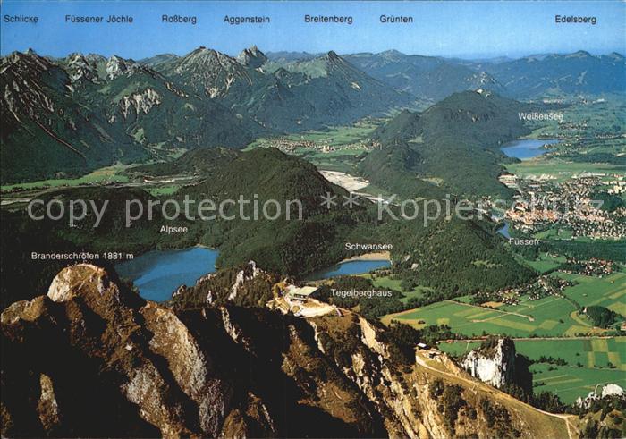 Fuessen Allgaeu Schwangau Fliegeraufnahme mit Tegelberg