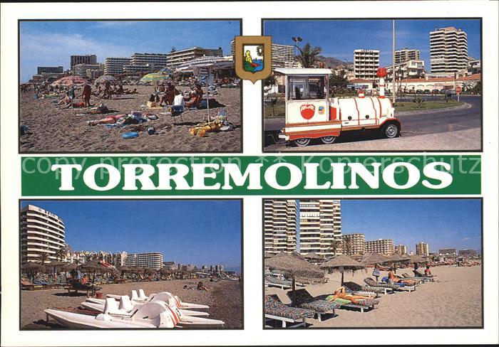 Torremolinos Stadtansichten Strand Touristenbahn