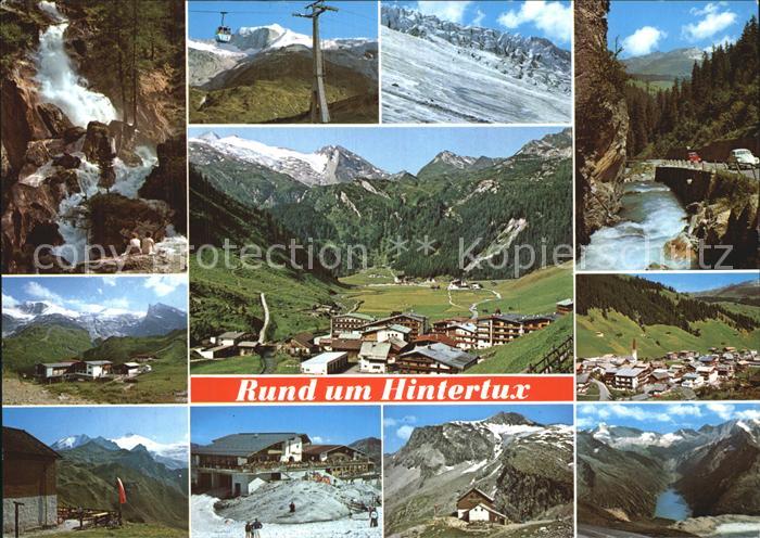 Hintertux Zillertal Wasserfall Gondelbahn Panorama Strasse Teilansichten