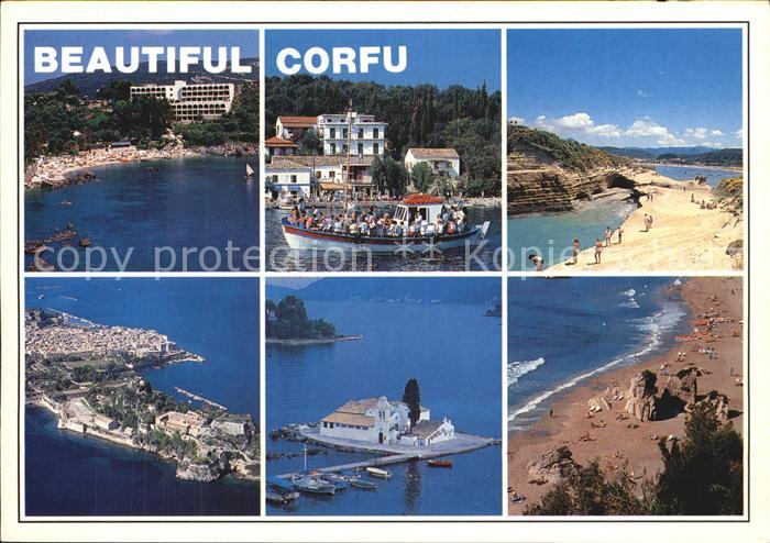 Corfu Fliegeraufnahmen Strand Ausflugsboot