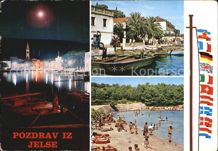 Jelsa Kroatien Nachtaufnahme Hafen Strand