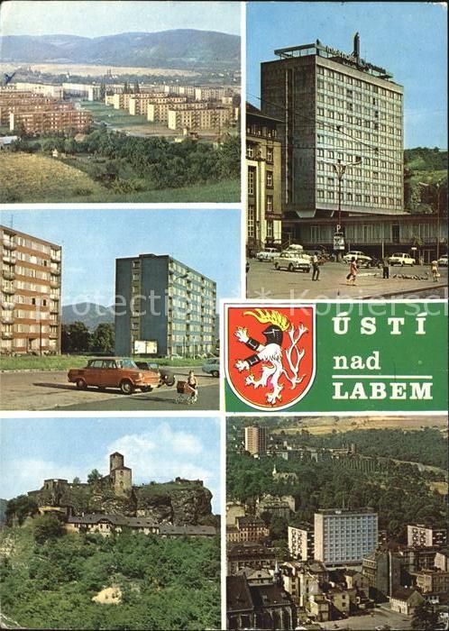 Usti nad Labem Panorama Hochhaeuser Schloss