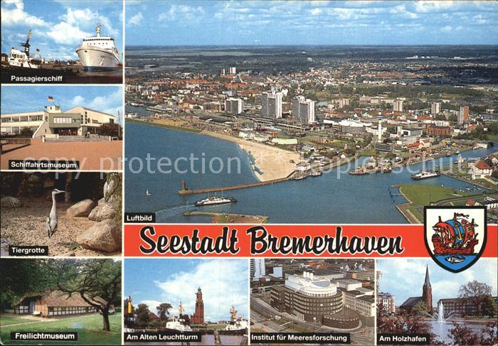 Bremerhaven Fliegeraufnahme Schiffahrtsmuseum Tiergrotte Leuchtturm Holzhafen