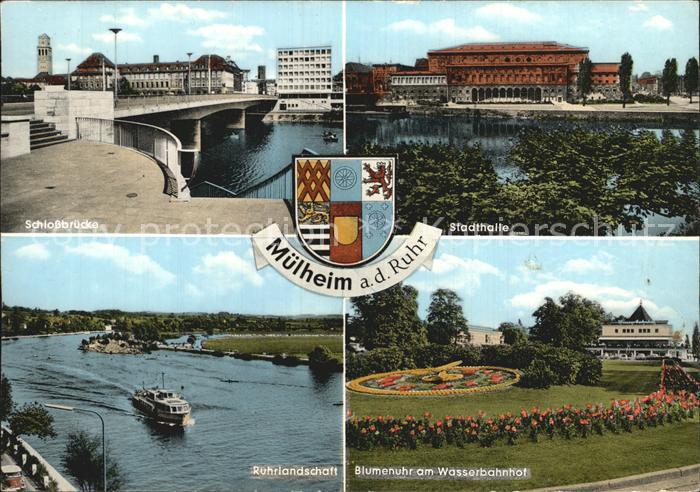 Muelheim Ruhr Schlossbruecke Stadthalle Blumenuhr