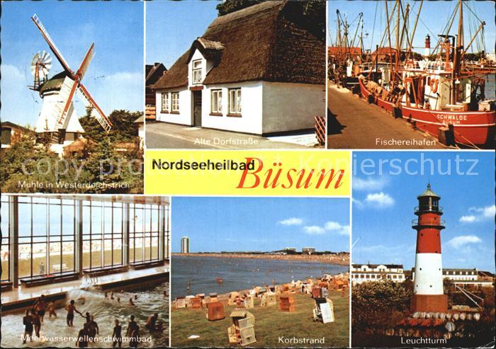 Buesum Nordseebad Leuchtturm Fischereihafen Muehle