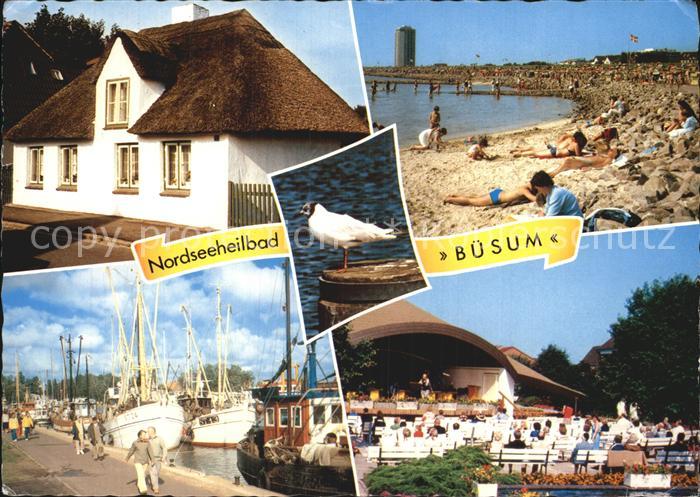 Buesum Nordseebad Altes Reetdachhaus Strand Fischereihafen Musikpavillon