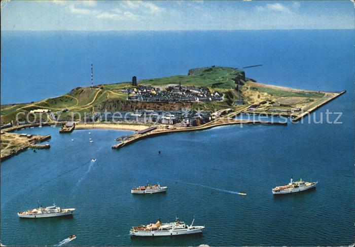 HELGOLAND Insel Schleswig-Holstein Fliegeraufnahme Reede und Insel