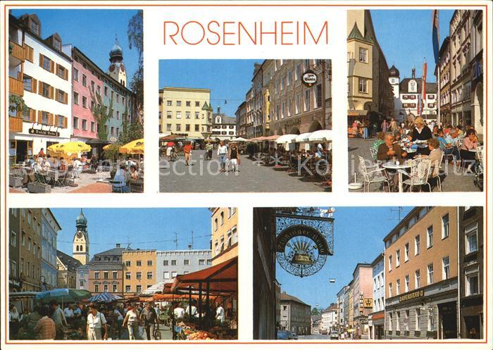 Rosenheim Bayern Strassencafes Marktplatz Wirtshausschild