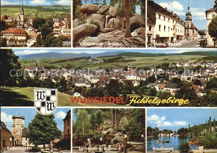Wunsiedel Kath und Ev Kirchen Luisenburg 3 Brueder Panorama Koppetentor Buehne S