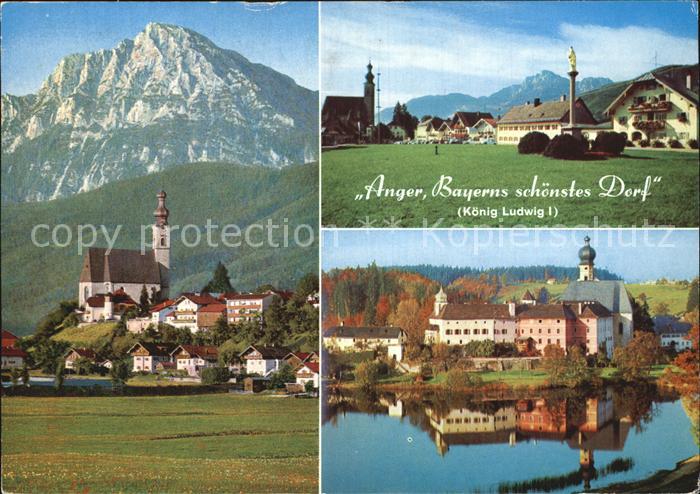 Anger Chiemgau mit Hohe Laube Dorfplatz Kloster Hoeglwoerth mit See