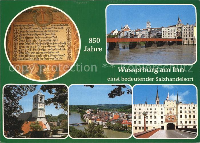 Wasserburg Inn Salzspruch im Rathaus Bruecke Kirche Panorama Stadttor
