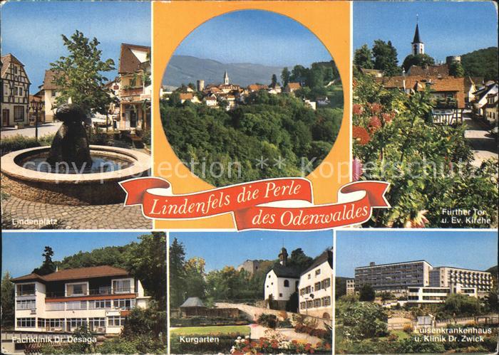 Lindenfels Odenwald Lindenplatz Brunnen Panorama Further Tor Ev Kirche Fachklini