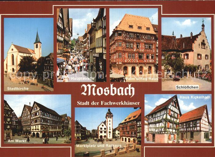 Mosbach Baden Stadtkirche Hauptstr Palmsches Haus Schloesschen Marktplatz Rathau