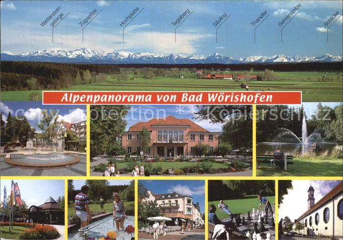 Bad Woerishofen Panorama Kurhaus Fontaene Pavillon Wassertreten Gartenschach Kir