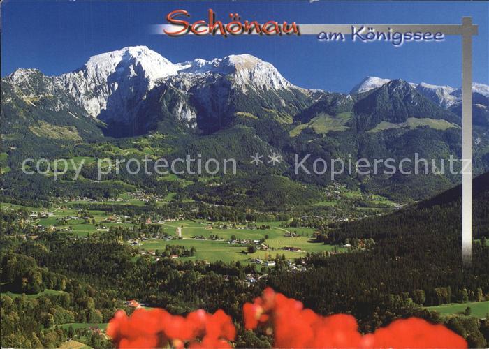 Schoenau Koenigssee Panorama mit Kehlstein Goell Brett Schneibstein und Jenner