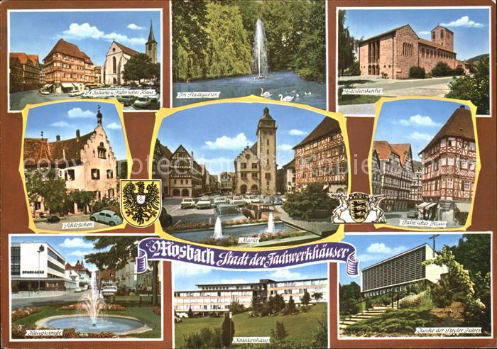 Mosbach Baden St Juliana Palmsches Haus Stadtgarten Caecilienkirche Schloesschen