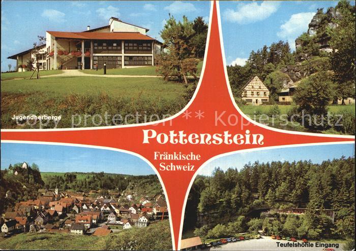 Pottenstein Oberfranken Jugendherberge Panorama Teufelshoehle Eingang