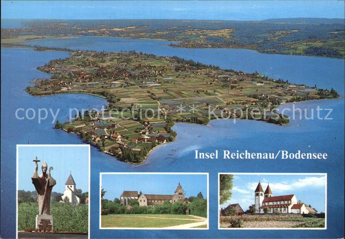 Insel Reichenau Fliegeraufnahme Skulptur Kirche