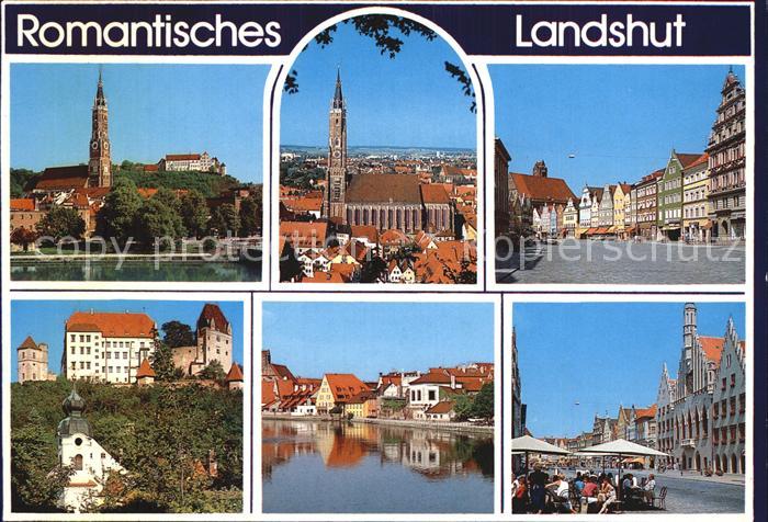 Landshut Isar Kirche Panorama Teilansicht Schloss Strassencafe